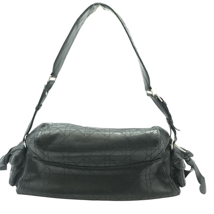 Black Smooth Cannage Leather Shoulder Bag