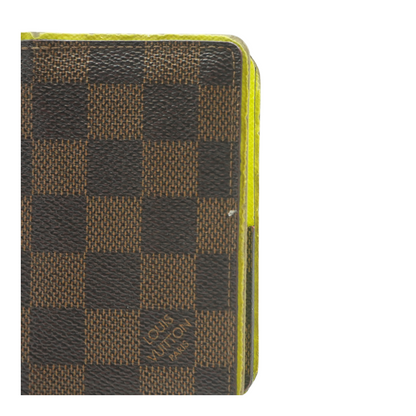 Yellow Leather Damier Ebene Canvas