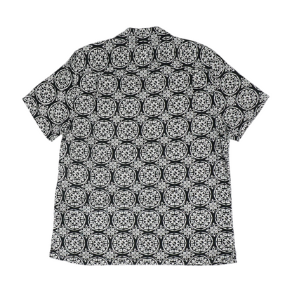 Black Graphic Short Sleeve Button Down