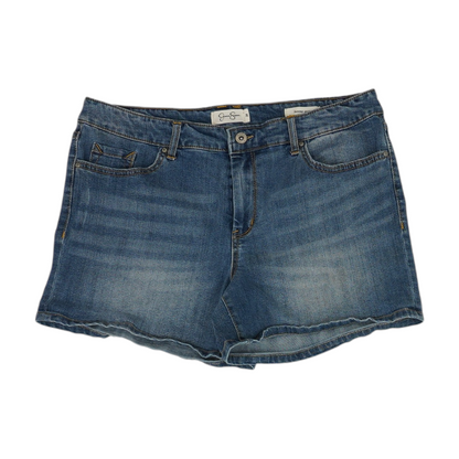 Blue Solid Denim Shorts