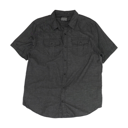 Black Solid Short Sleeve Button Down