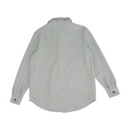 Gray Solid Long Sleeve Button Down