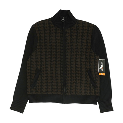 Black Houndstooth Cardigan Sweater