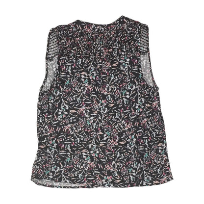 Navy Floral V Neck Knit Top