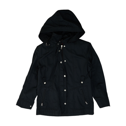 Black Petite Solid Rain Jacket