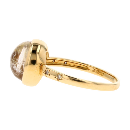 18K Yellow Gold Rutile Quartz Statement Ring