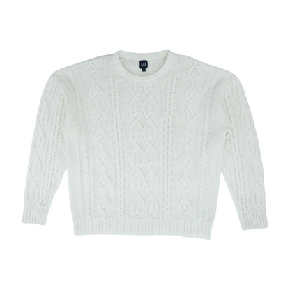White Solid Pullover Sweater