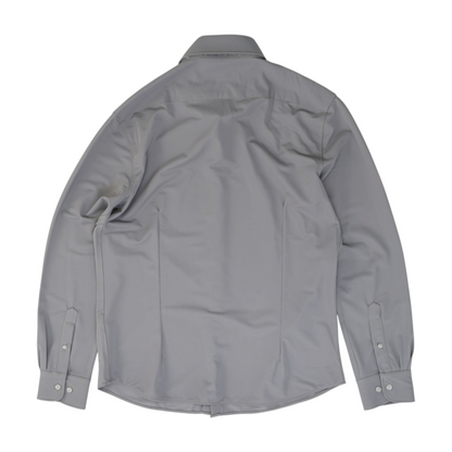 Gray Solid Long Sleeve Button Down