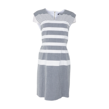 Gray Striped Midi Dress