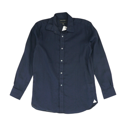 Navy Solid Long Sleeve Button Down