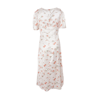 Beige Floral Midi Dress