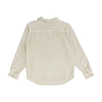 Beige Solid Flannel Button Down