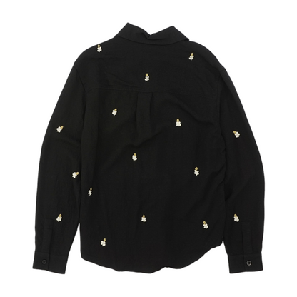 Black Solid Long Sleeve Button Down