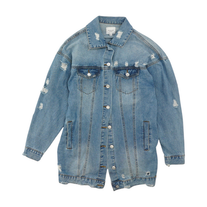 Blue Solid Denim Jacket