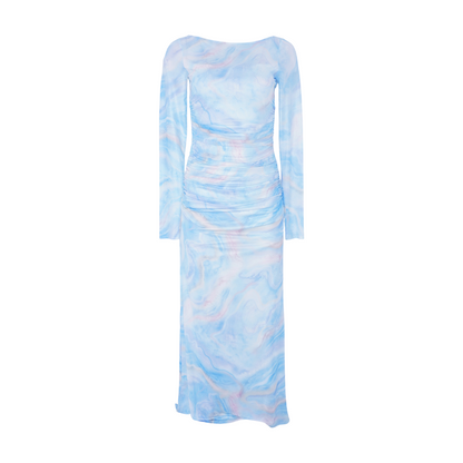 Blue Abstract Maxi Dress