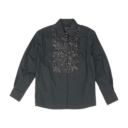 Black Solid Button Down