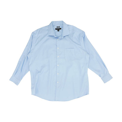 Blue Solid Long Sleeve Button Down