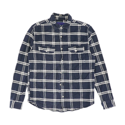 Navy Plaid Flannel Button Down
