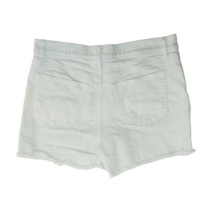 White Solid Denim Shorts