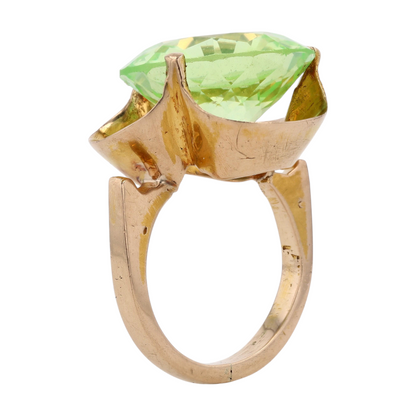 10K Yellow Gold Glass Statement Ring