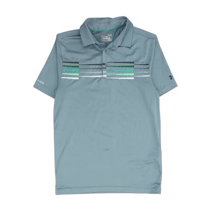 Gray Striped Short Sleeve Polo