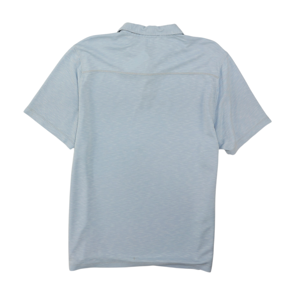 Blue Solid Short Sleeve Polo