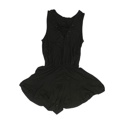 Black Solid Romper