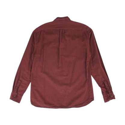 Red Solid Long Sleeve Button Down