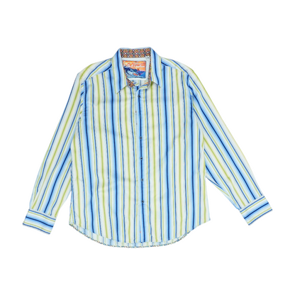 Green Striped Long Sleeve Button Down