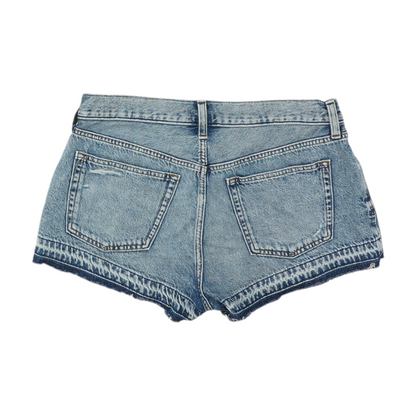 Blue Solid Denim Shorts
