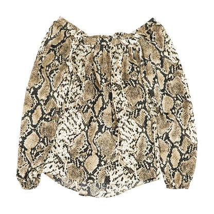 Brown Animal Print Long Sleeve Blouse