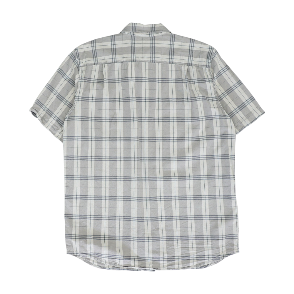 Gray Tall Plaid Short Sleeve Button Down