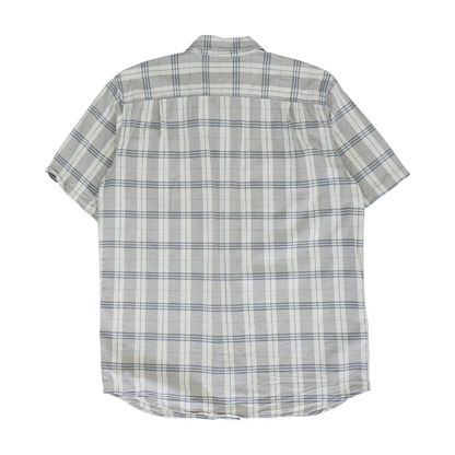 Gray Tall Plaid Short Sleeve Button Down