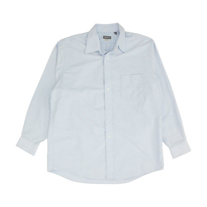 Blue Solid Long Sleeve Button Down