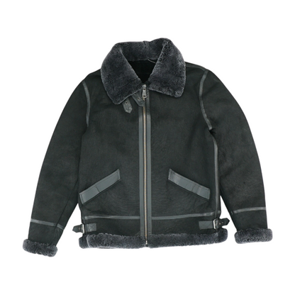 Black Solid Leather Jacket