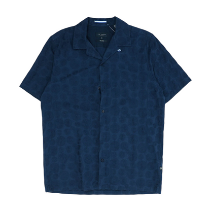 Navy Polka Dot Short Sleeve Button Down