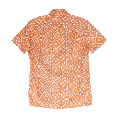 Orange Graphic Short Sleeve Button Down