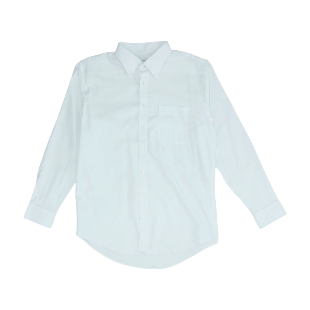 White Solid Long Sleeve Button Down