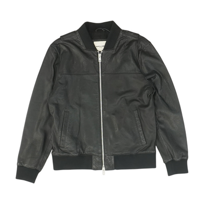 Black Solid Leather Jacket