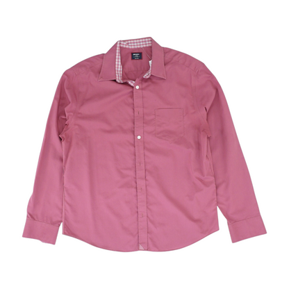 Red Solid Long Sleeve Button Down