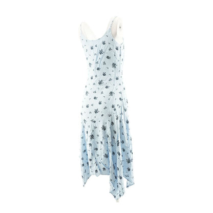 Blue Floral Midi Dress