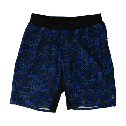 Navy Geometric Active Shorts