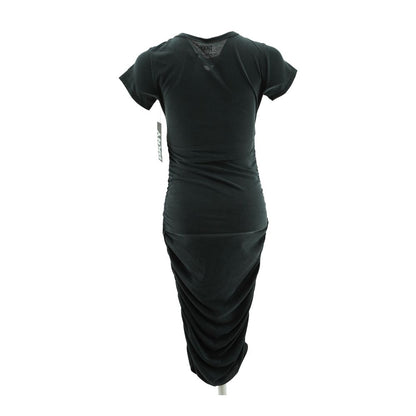 Black Solid Midi Dress