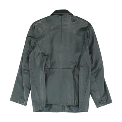 Black Solid Leather Jacket