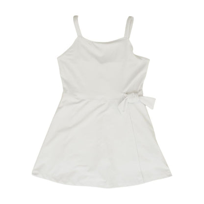 White Solid Midi Dress