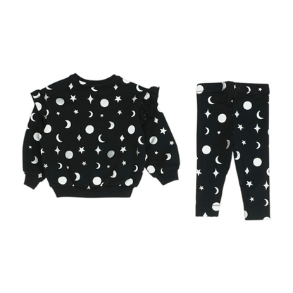Black Print Long Sleeve Set