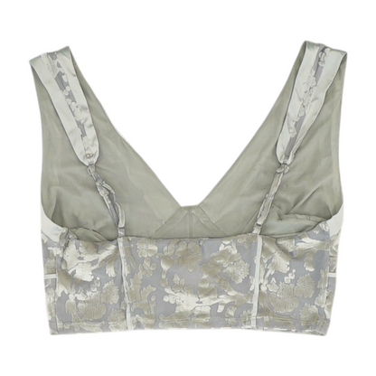 Gray Floral Cropped Blouse