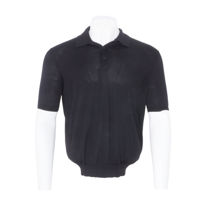 Black Silk Short Sleeve Polo