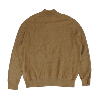 Brown Solid 1/4 Zip Sweater