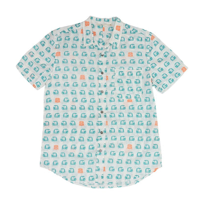 Multi Geometric Short Sleeve Button Down